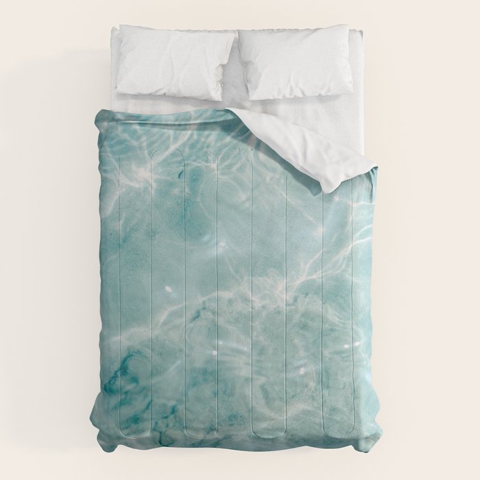 Clear Blue Water | Colorful Ocean Photography Print | Turquoise Sea Comforter