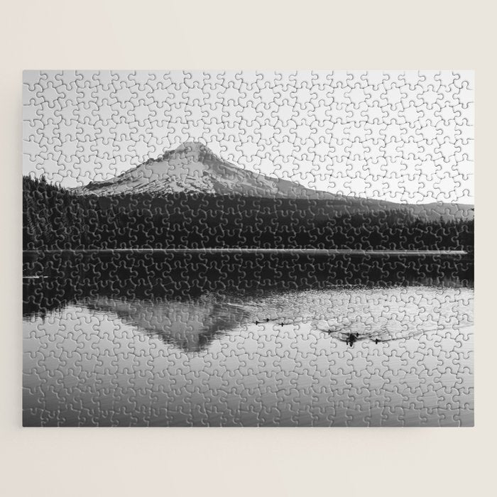 Wild Mountain Sunrise - Black And White Nature Photography Jigsaw Puzzle