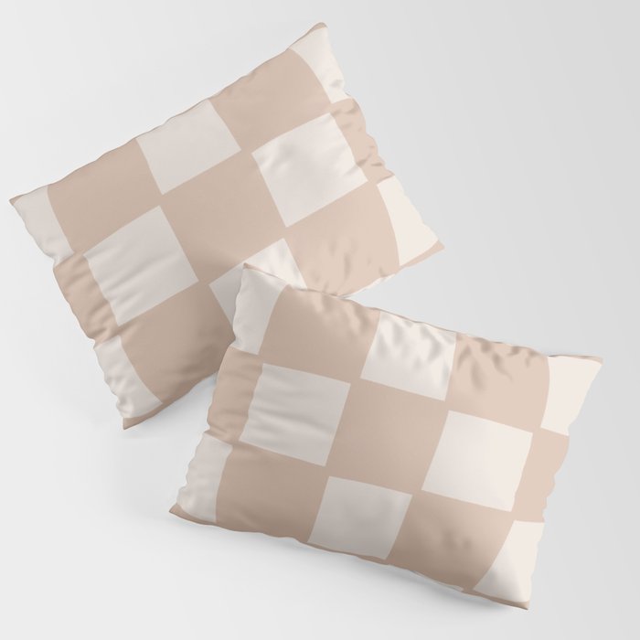 Playful Check In Sandy Beige Pillow Sham