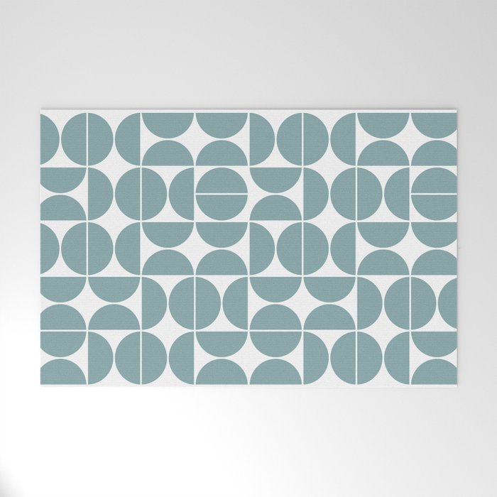 Mid Century Modern Geometric 04 Glass Blue Welcome Mat
