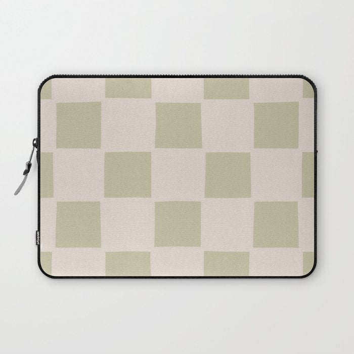Playful Check In Olive Green Laptop Sleeve