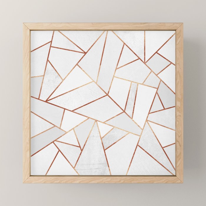 White Stone & Copper Lines Mini Art Print