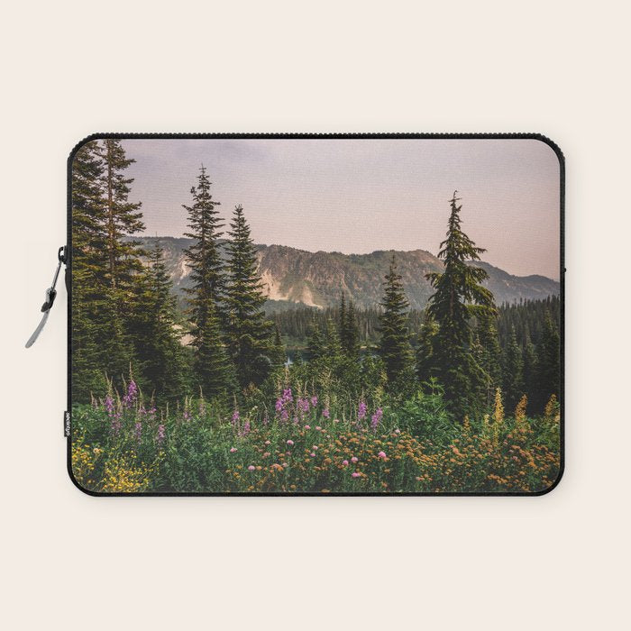 Mount Rainier Wildflower Adventure - National Park Wanderlust Laptop Sleeve