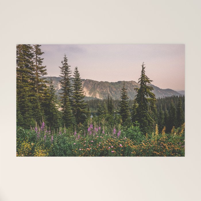 Mount Rainier Wildflower Adventure - National Park Wanderlust Welcome Mat