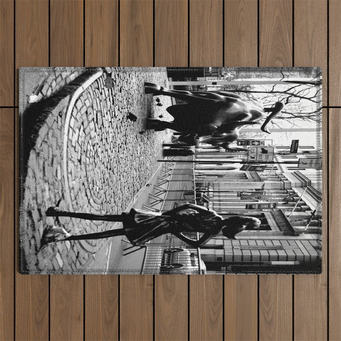 Fearless Girl And The Charging Bull Outdoor Rug