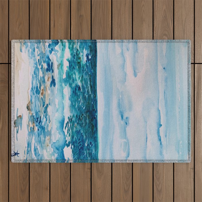 Cabo Beach Mexico Watercolor #1 Outdoor Rug