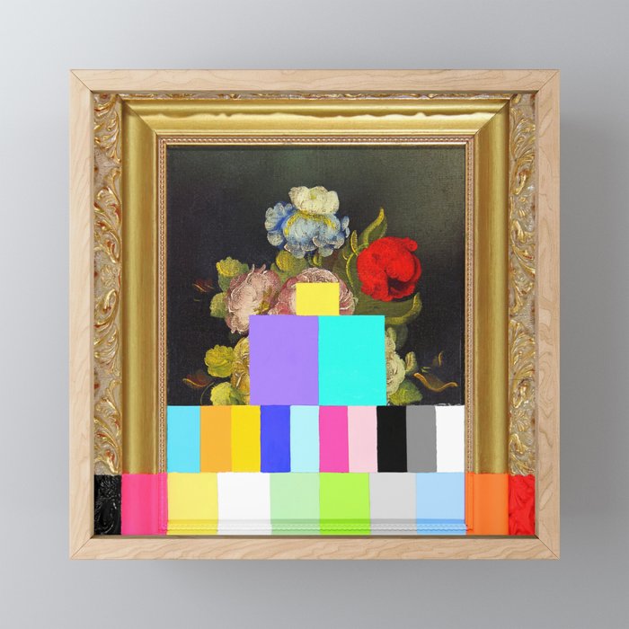 A Painting Of Flowers With Color Bars Mini Art Print