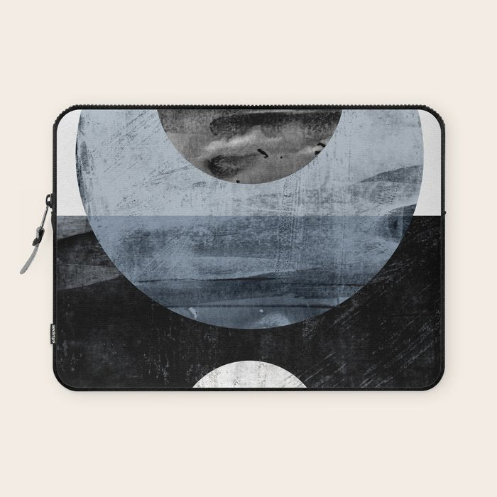 Circles Black And White Geometric Mid-Century Modern Abstract Laptop Sleeve
