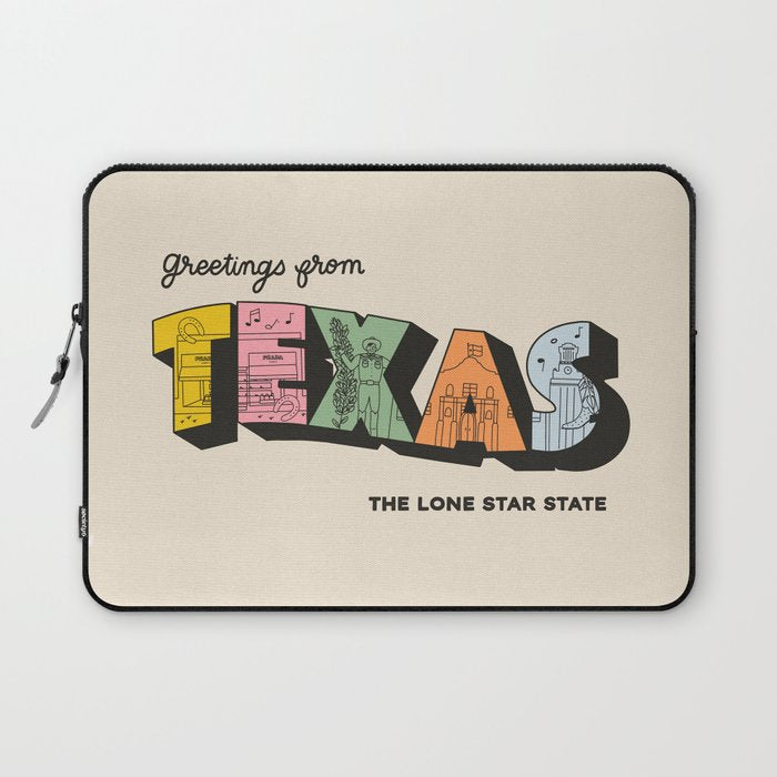 Greetings From Texas - Beige Laptop Sleeve