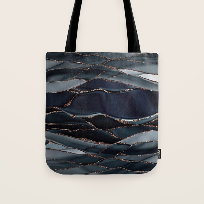 Midnight Marble Deep Ocean Waves Tote Bag