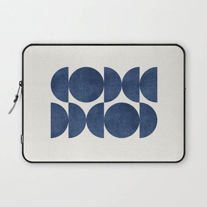 Blue Navy Retro Scandinavian Mid Century Modern Laptop Sleeve