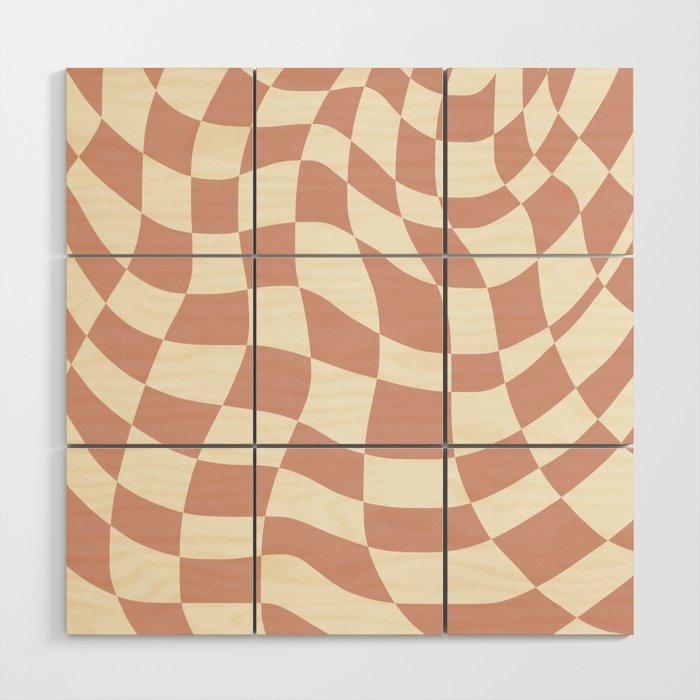 Checkers Coral Summer Beach Wood Wall Art