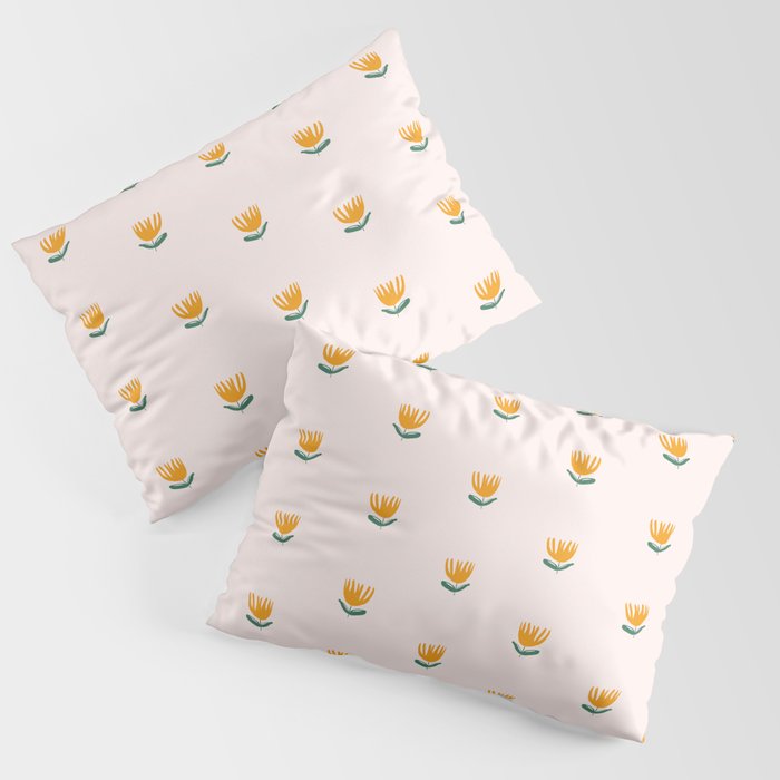 Abstract Yellow Tulip - Pink Background Pillow Sham