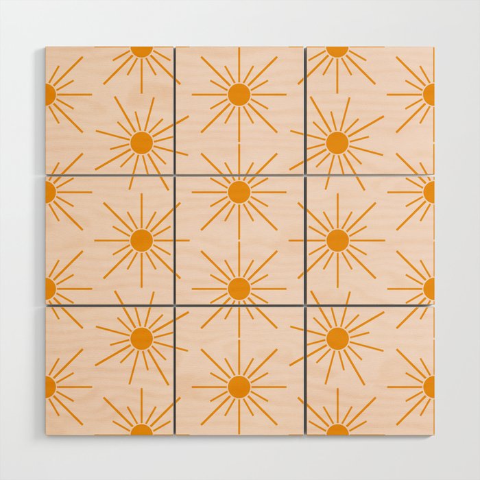 Sun Pattern On Pink Background Wood Wall Art