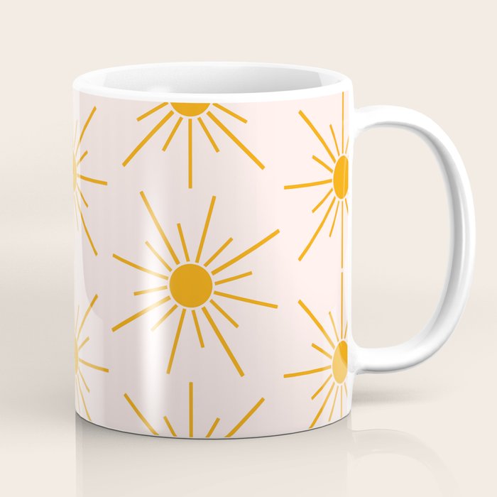 Sun Pattern On Pink Background Coffee Mug