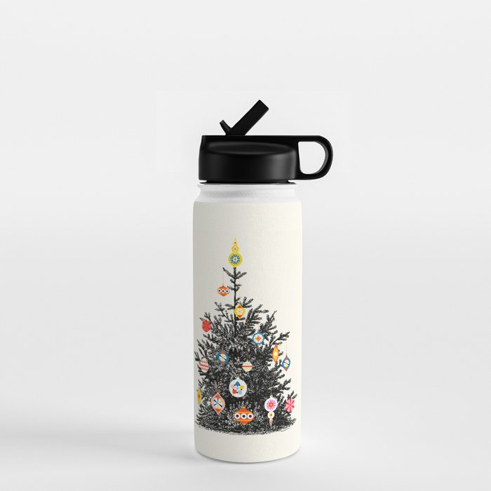 Retro Decorated Christmas Tree Water Bottle