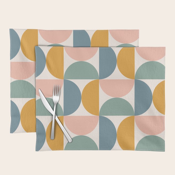 Bauhaus Mid Century Modern Geometric Ii Natural Pastel Placemat