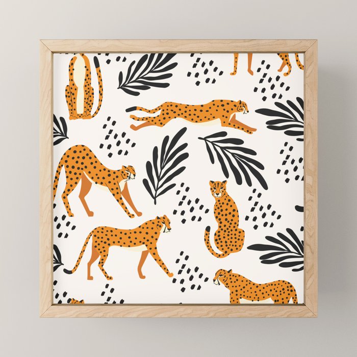Cheetahs Pattern On White Mini Art Print