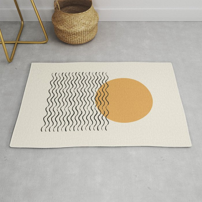 Ocean Wave Gold Sunrise - Mid Century Style Rug
