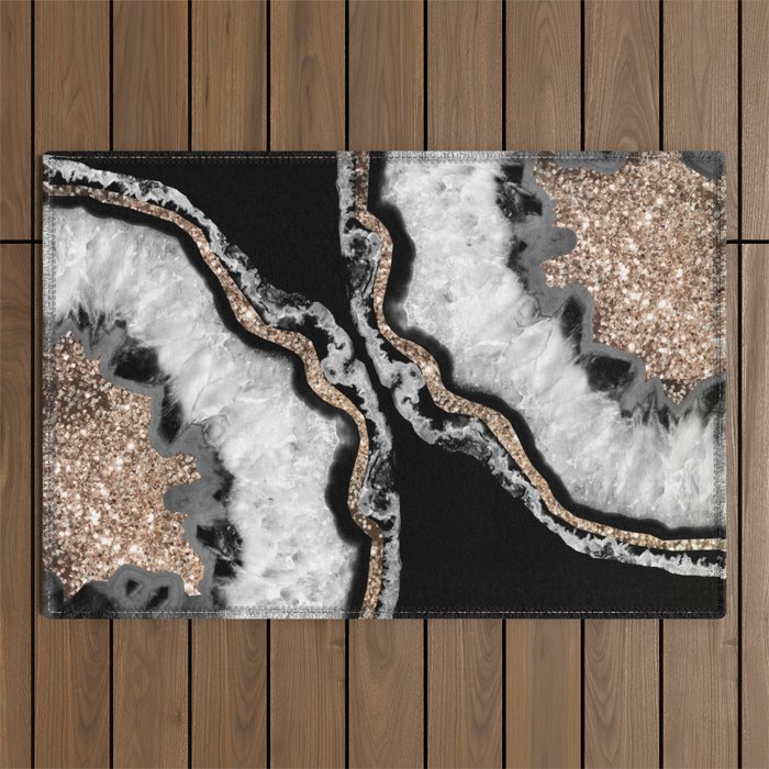 Yin Yang Agate Glitter Glam #8 #Gem #Decor #Art #Homestorie Outdoor Rug