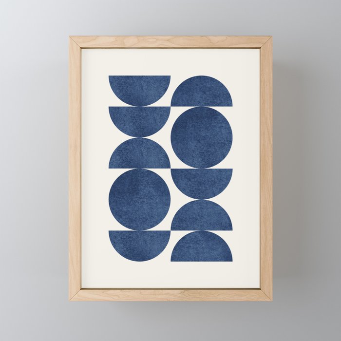 Blue Navy Retro Scandinavian Mid Century Modern Mini Art Print