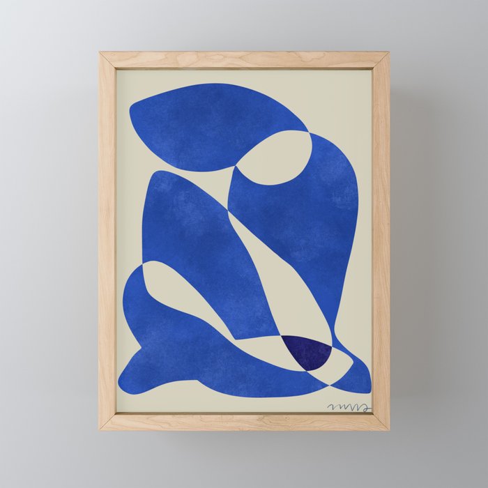 Blue Nude Geometric Modern Print Mini Art Print
