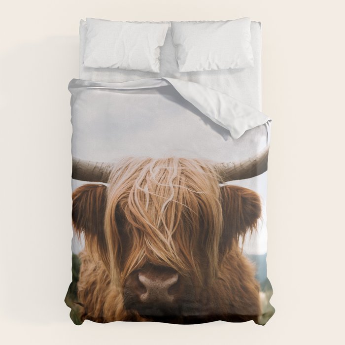 Scottish Highland Cattle Portrait Duvet Cover