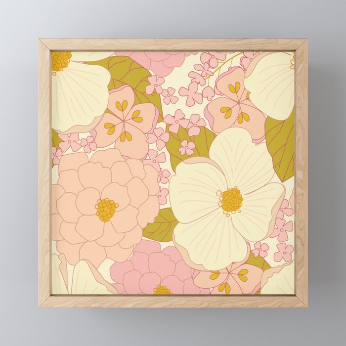 Pink Pastel Vintage Floral Pattern Mini Art Print