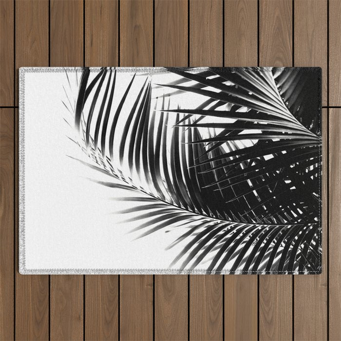 Palm Leaves Black & White Vibes #3 #Tropical #Decor #Art #Homestorie Outdoor Rug