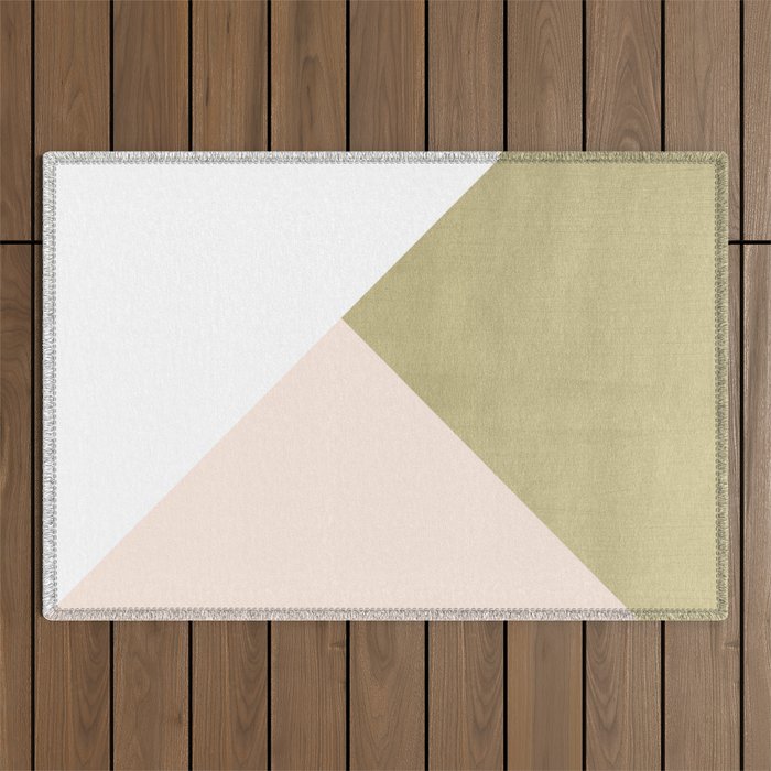 Gold Meets Blush & White Geometric #1 (Faux Foil) #Decor #Art #Homestorie Outdoor Rug