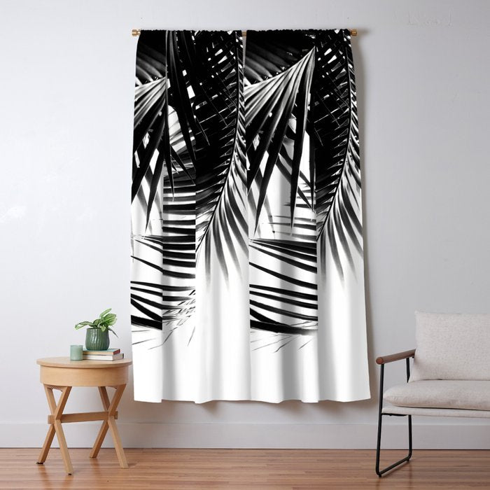 Palm Leaves Black & White Vibes #3 #Tropical #Decor #Art #Homestorie Window Curtain
