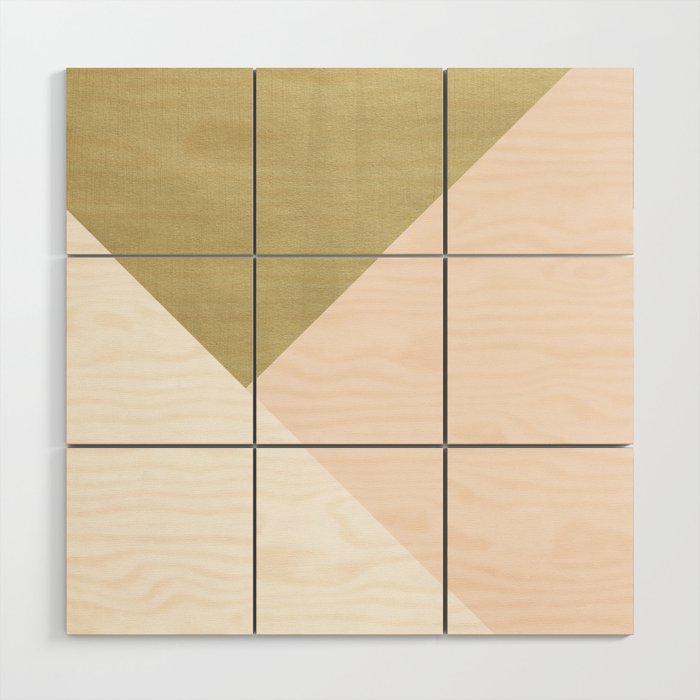 Gold Meets Blush & White Geometric #1 (Faux Foil) #Decor #Art #Homestorie Wood Wall Art