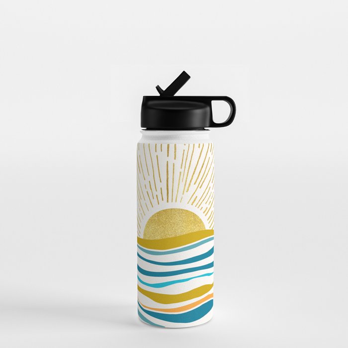 Sunrise At Sea Abstract Landscape Water Bottle