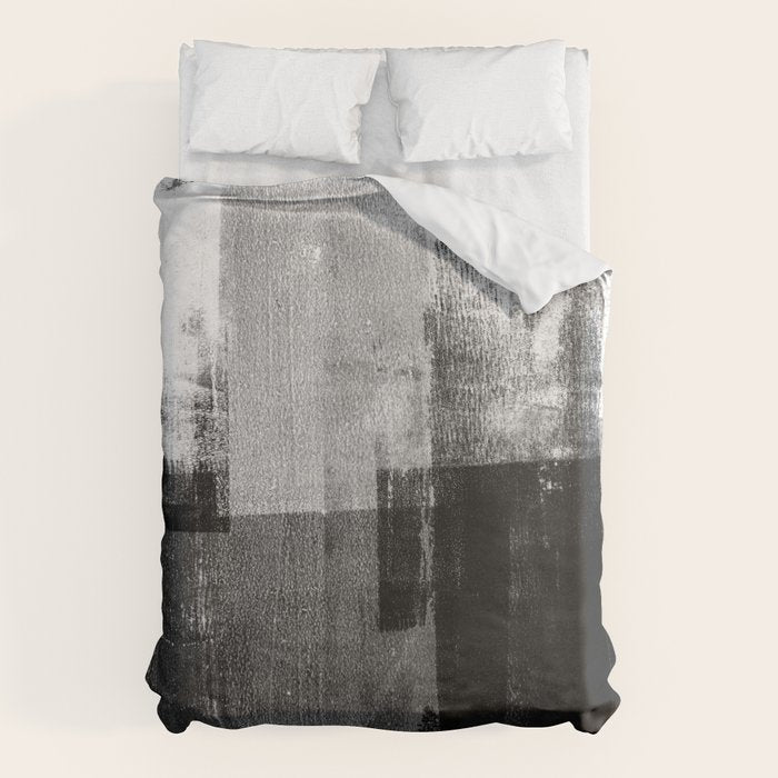 Black And White Minimalist Industrial Abstract Duvet Cover
