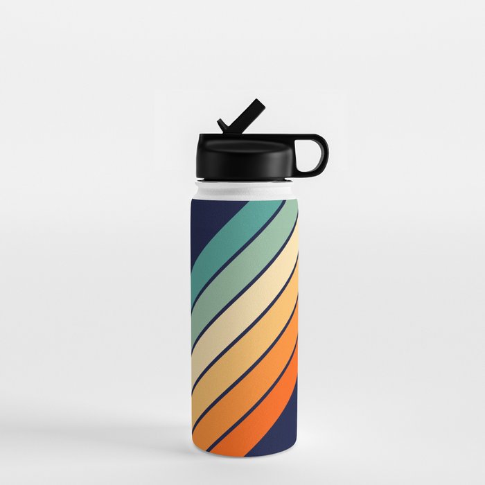 Farida - 70s Vintage Style Retro Stripes Water Bottle