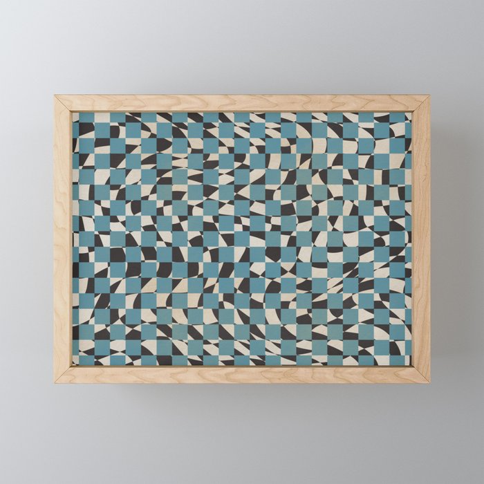 Abstract Checked Blue And Black Mini Art Print