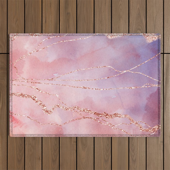 Blush And Purple Sky With Rose Gold Flashes Outdoor Rug