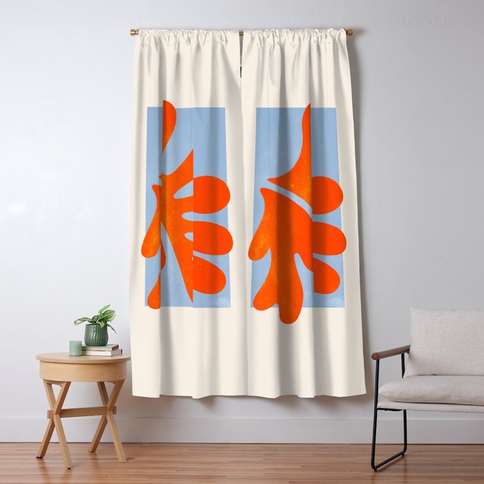 Red Coral Leaf: Matisse Paper Cutouts Ii Window Curtain