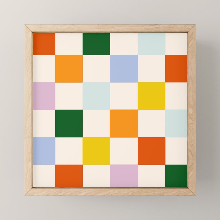 Retro Rainbow Checkerboard  Mini Art Print