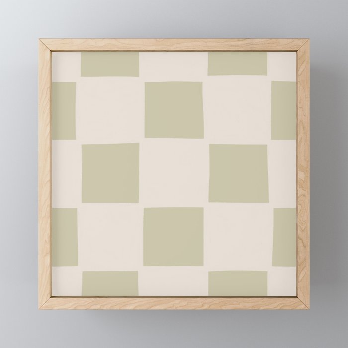 Playful Check In Olive Green Mini Art Print