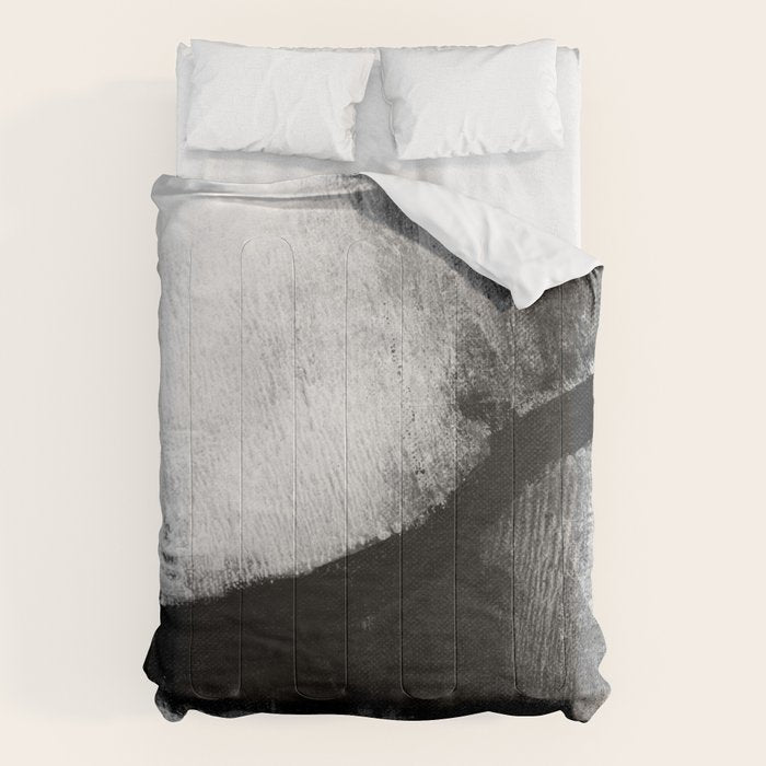 Black And White Textured Abstract Painting "Delve 2" Comforter