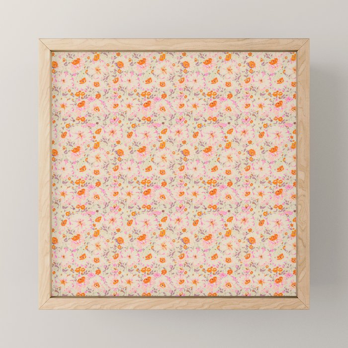 Faded Floral  - Pink / Citrus Mini Art Print