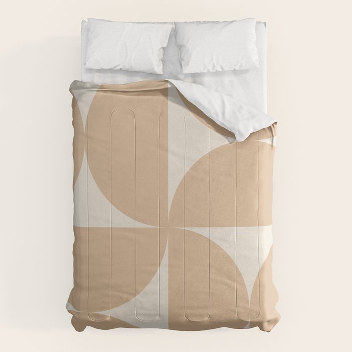 Bauhaus Mid Century Modern Geometric X Neutral Beige Comforter