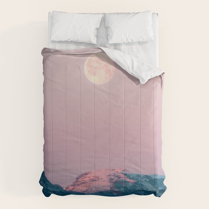 Moon And The Mountains - Landscape Photography Comforter