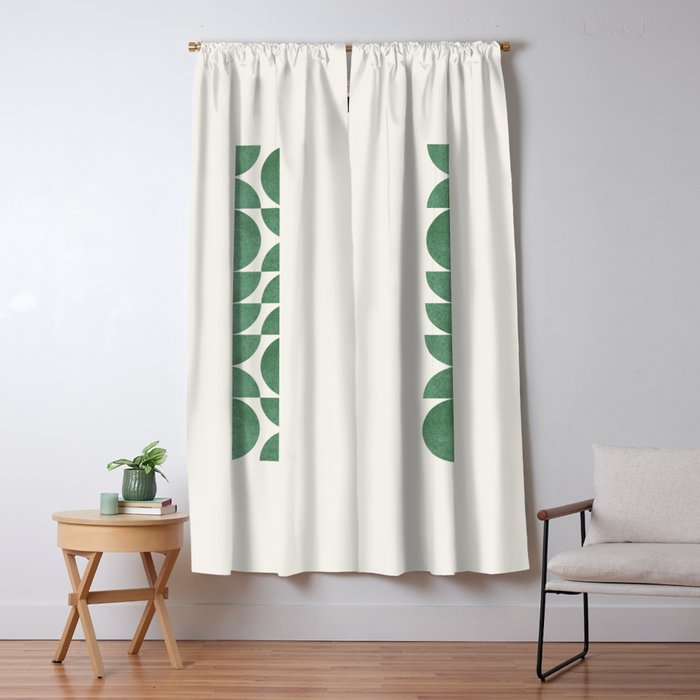 Green Retro Scandinavian - Mid Century Modern Window Curtain