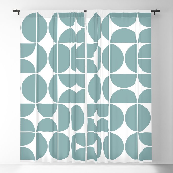 Mid Century Modern Geometric 04 Glass Blue Window Curtain