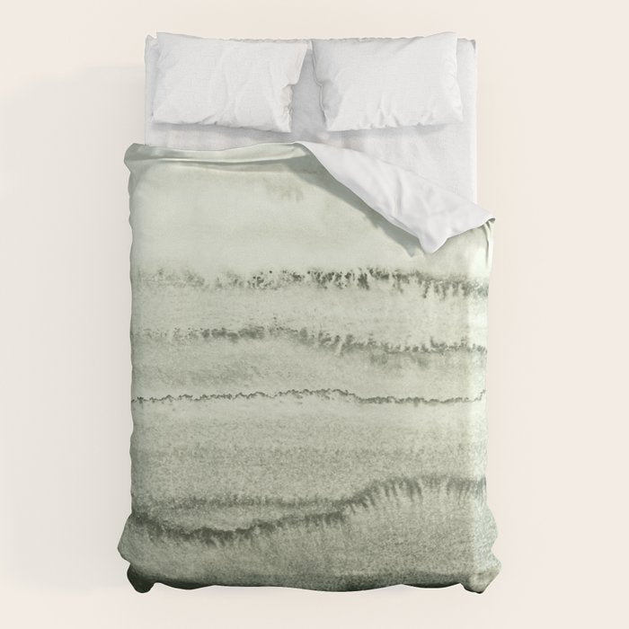 Within The Tides - Sage Green By Ms  Duvet Cover