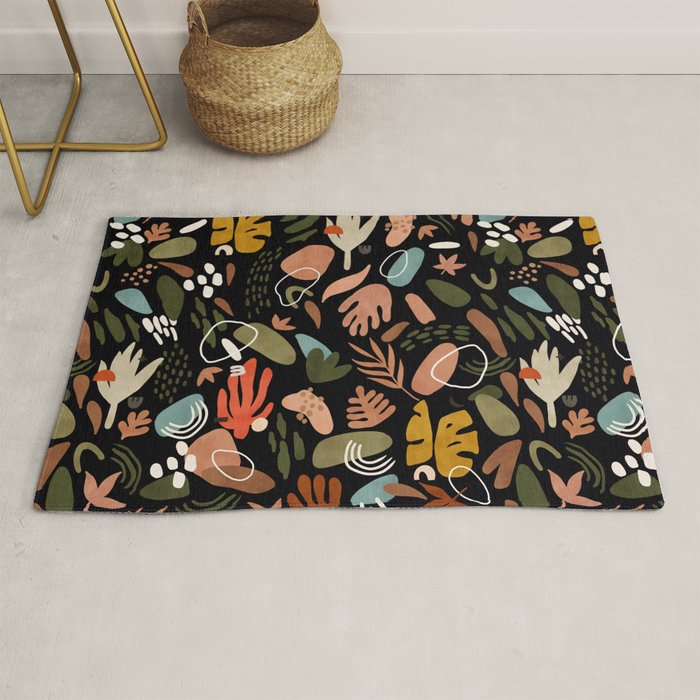 Abstract Shapes Of Dark Modern Nature Rug