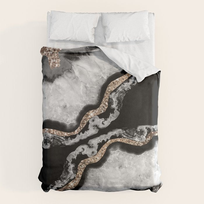 Yin Yang Agate Glitter Glam #8 #Gem #Decor #Art #Homestorie Duvet Cover