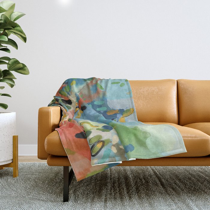 Garden With Sea View And Olive Tree Throw Blanket
